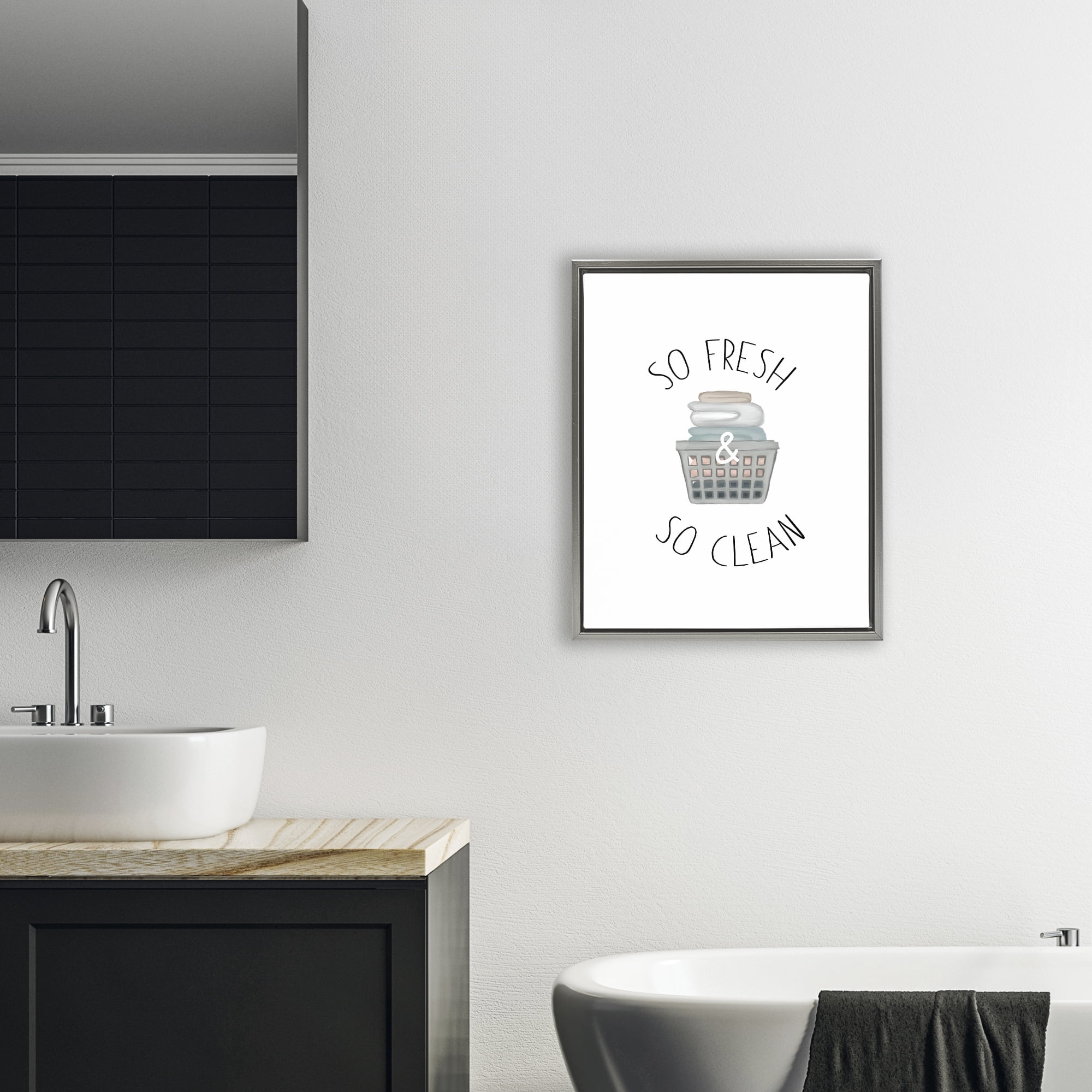 Stupell Industries So Fresh Laundry Basket Gray Framed Floater Canvas Wall Art, design by Elizabeth Medley