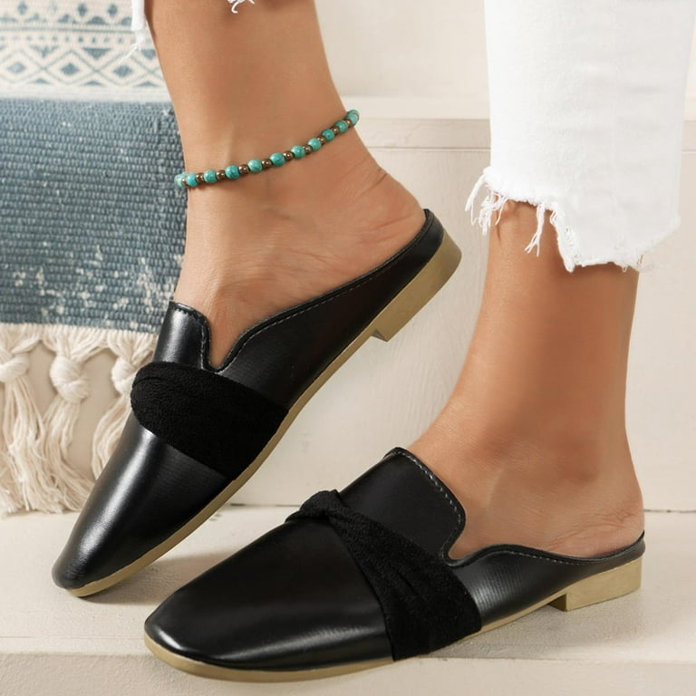 Quaouag Women's Flat Mules Shoes,Comfortable Round Toe Slip On Backless Dress  Mule Slide Sandals Ladies Loafers - Walmart.com