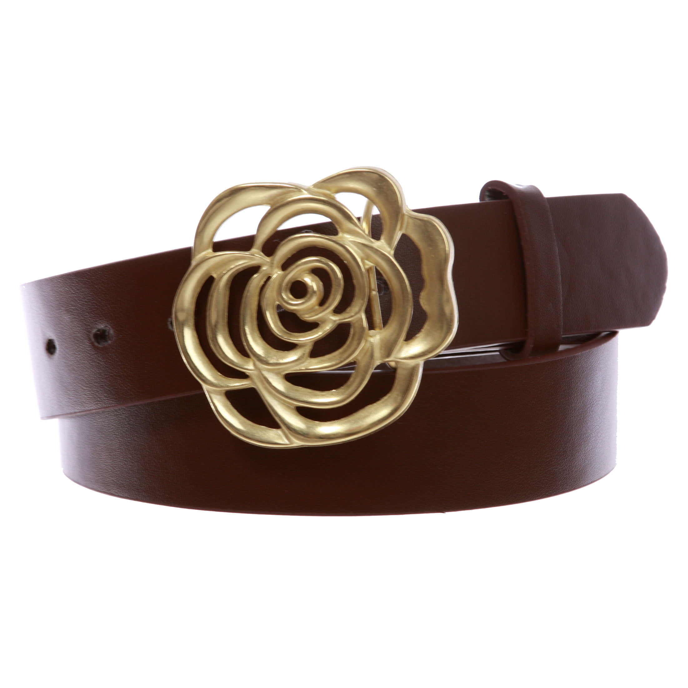 WOMEN'S SUEDE LEATHER BELT WITH FLORAL ROSE BUCKLE 1-1/2" WIDE MULTIPLE COLORS