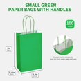 thumbnail image 3 of Bolsas de papel DjinnGlory Green de 9 x 14 x 8 cm con asas, paquete de 100, 3 of 9