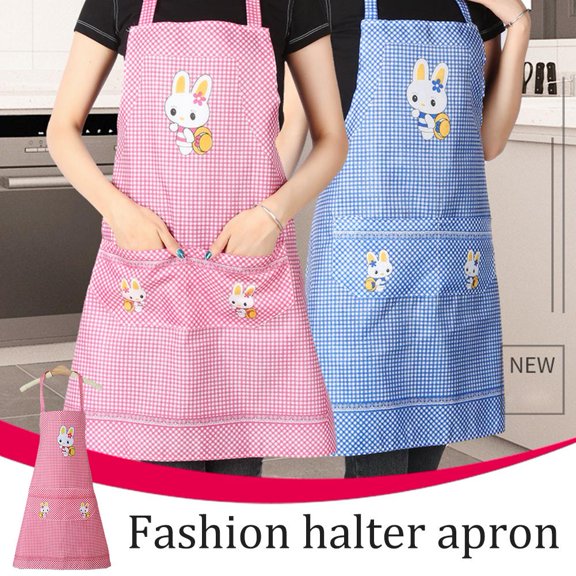 Clerance! PawCasa Oilproof Cartoon Aprons Women Kitchen Apron Cooking Baking BBQ With Pocket