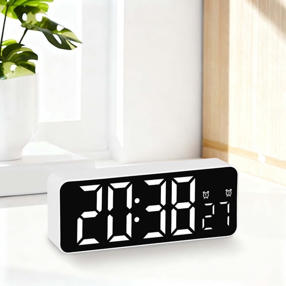 Homesteed LED Digital Alarm Clock Large Display Silent Bedside Clock Auto Dimmer Dual Alarms Snooze for Heavy Sleepers Bedroom Desk