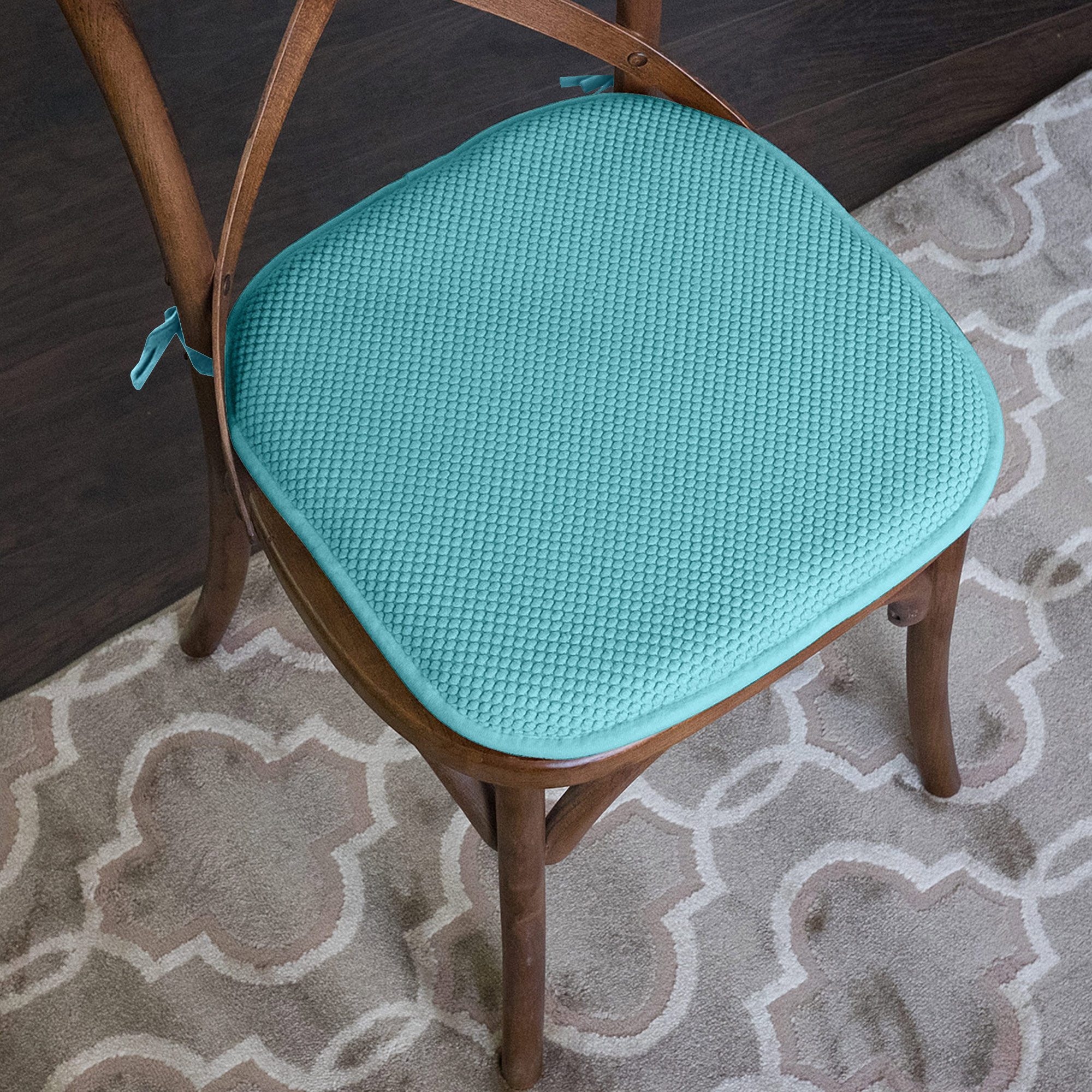 Memory Foam Honeycomb Non-Slip Back Chair Cushion Pad with Ties 2, 4, 6 or 12 Pack