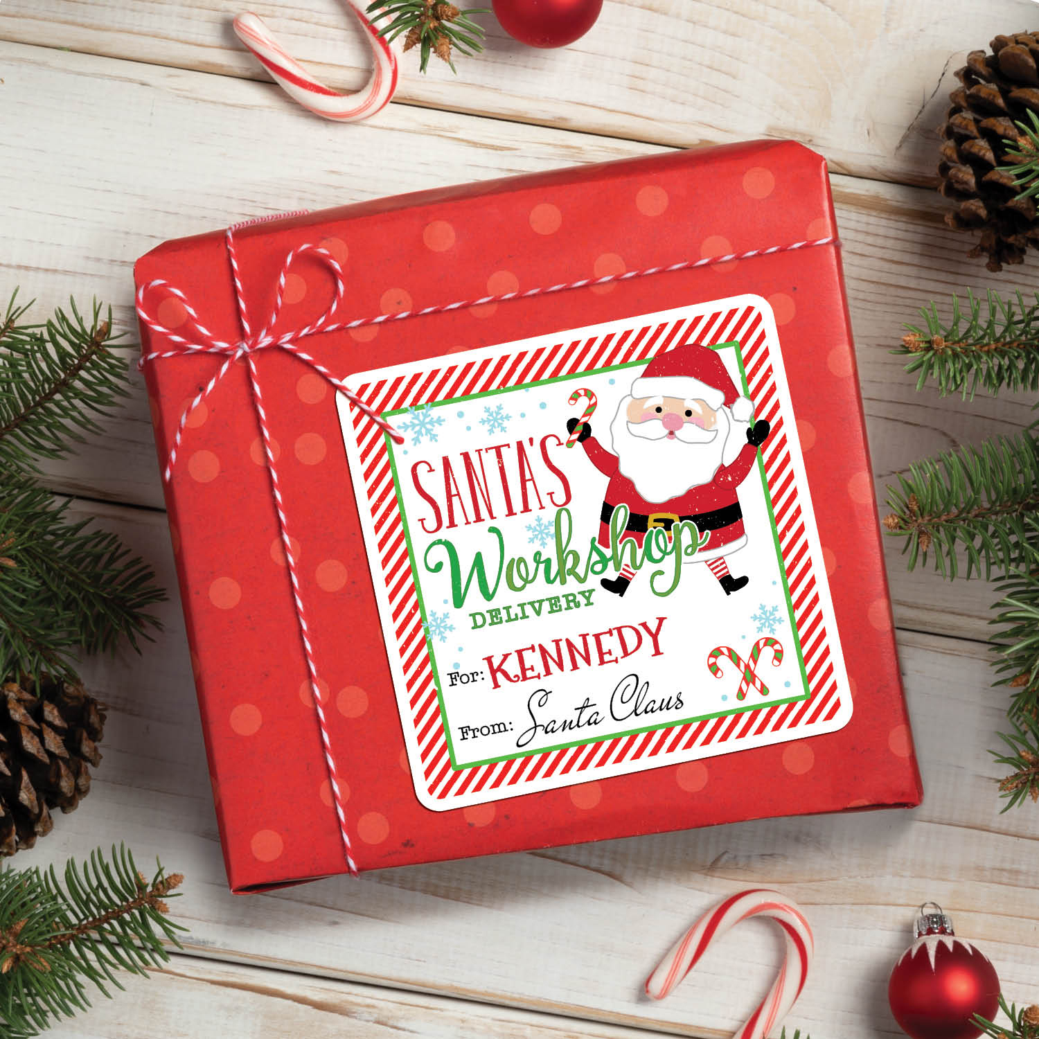 Candy Cane Express Personalized Gift Sticker Set
