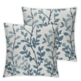 thumbnail image 2 of Nawypu  Classical Jacquard Teal Leaf Pattern Square Decorative Throw Pillow Case Cushion Cover 2pcs, 2 of 6