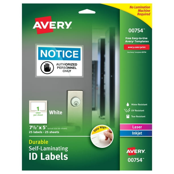 Avery Easy Align SelfLaminating ID Labels, Permanent Adhesive, 5 x 71
