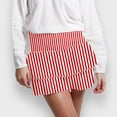 thumbnail image 2 of Bibifish Womens Skirts Striped Printed Ruffled Tiered Skirts Elastic High Waist Lightweight Lovely Retro Style Mini Skirts, 2 of 7