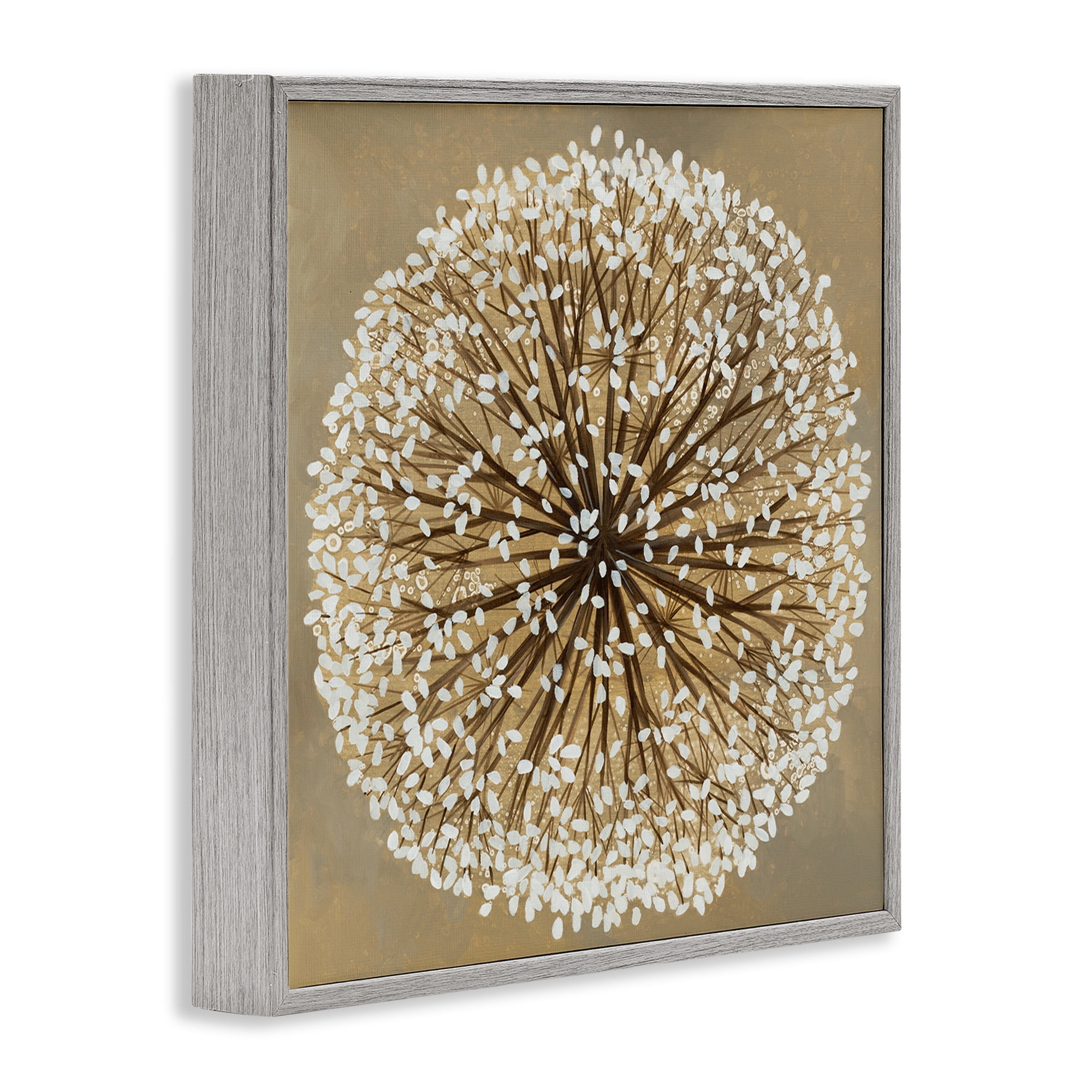 Stupell Industries Abstract Dandelion Flower Full Bloom Botanical & Floral Painting Gray Framed Art Print Wall Art, 12 x 12