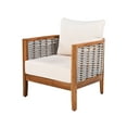 thumbnail image 3 of Christopher Knight Home Unique Tub Outdoor Arm Chair with Woven Rope Back and Wood Frame, Beige Cushions, 3 of 13