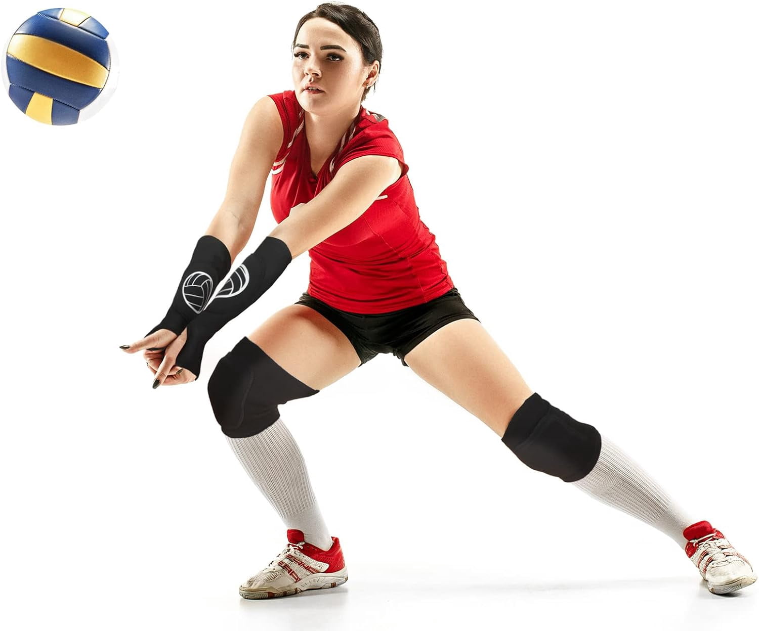 BAN 5 Set Volleyball Training Equipment Aid Volleyball Gear Volleyball Knee Pads and Arm Sleeves Volleyball Spike Serving Trainer Accessories Volleyball Gifts for Teen Girls Women
