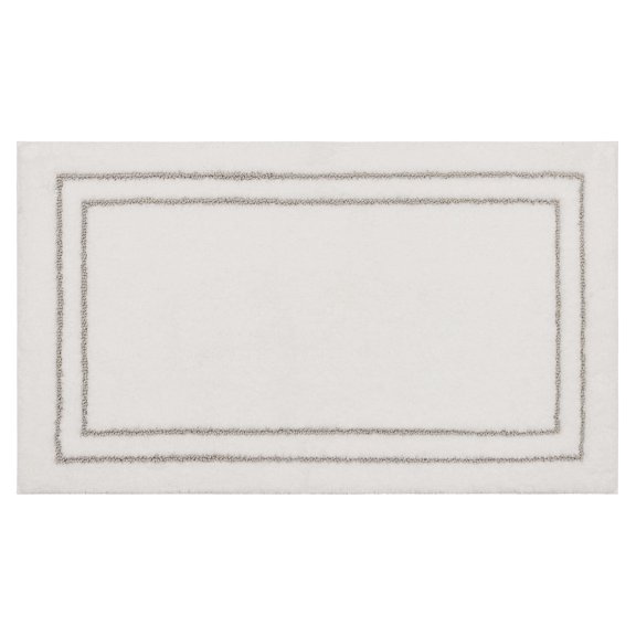 Mohawk Corona Bath Mat Soft Absorbent Quick Dry Machine Washable Non-Slip Bathroom Mat, White/Flint, 17" x 24"