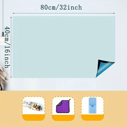 Magnetic Chalkboard Contact Paper,16"x32" Lightblueboard Wallpaper Peel and Stick,Magnetic blue Board Wall Decal for Home Playroom Classroom (Blue)