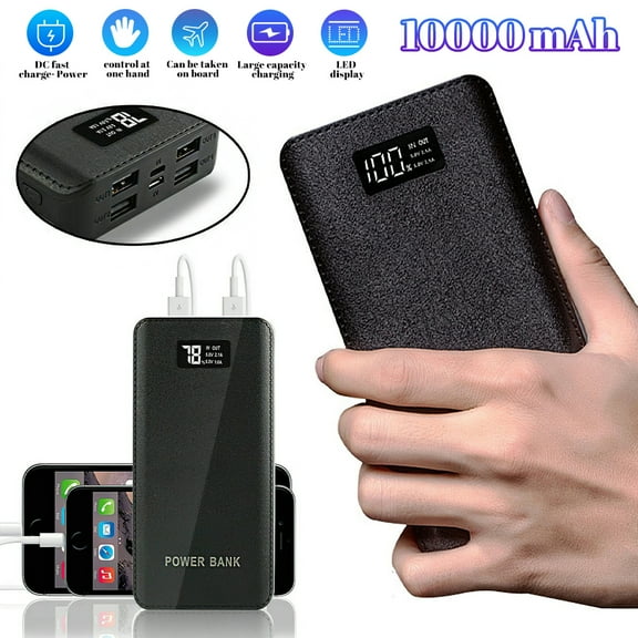 10000mah Portable Power Bank External Battery Pack 4USB Charger for Cell Phone Black