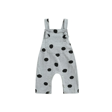 

IZhansean Newborn Baby Girls Straps Suspender Romper Sleeveless Polka Dots One Piece Jumpsuit Gray 0-3 Months