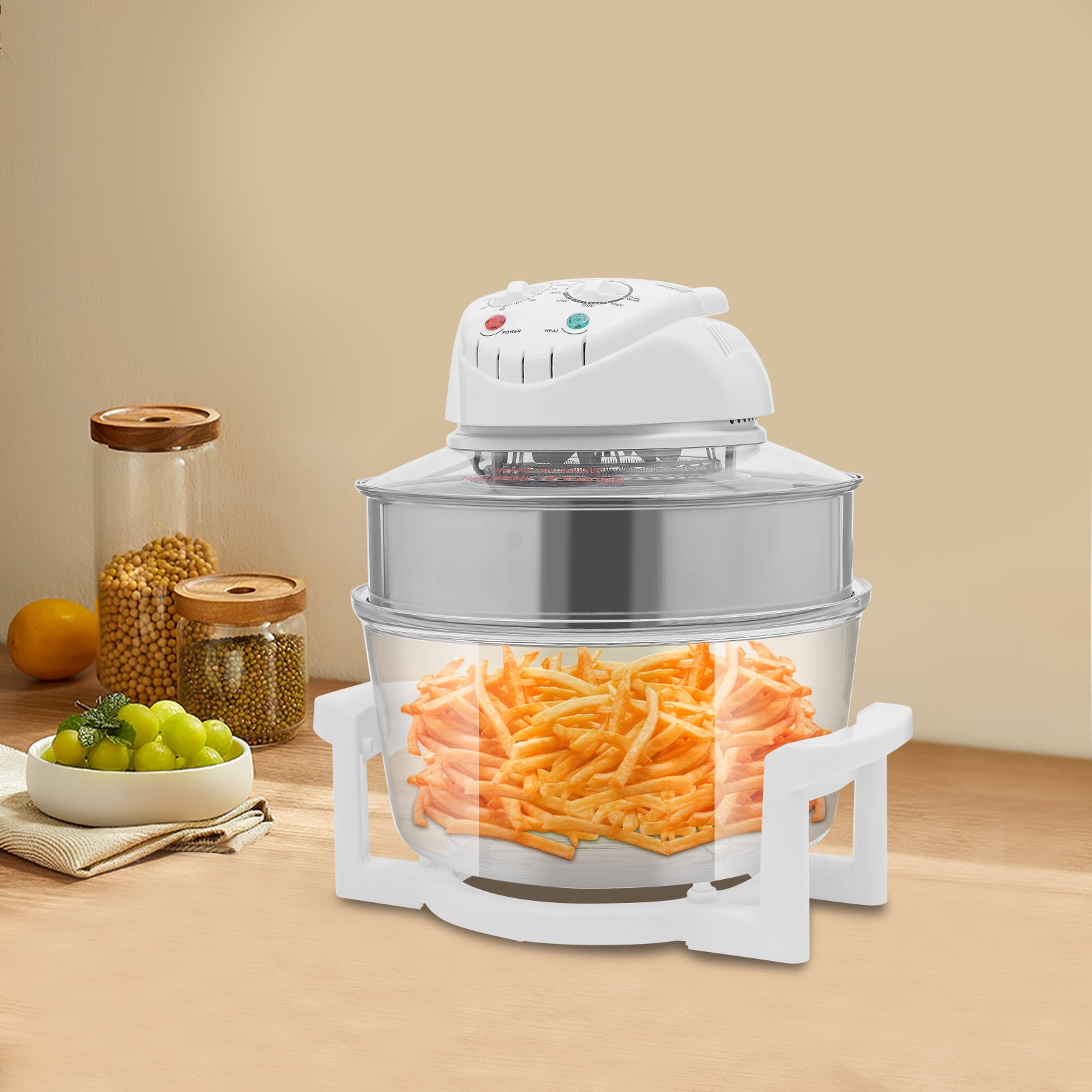 17.96 Quart Air Fryer with Halogen Heating, 360° Viewable Glass Pot, Adjustable Temperature & Timer, Perfect for Grilling, Baking, Roasting, and More