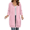 thumbnail image 2 of WIZUTIZ Women's Solid Color Oversized Zip Up Hoodie Long Coat Long Sleeve Pockets Loose Fit Casual Winter Warm Sweatshirt Outerwear, 2 of 7