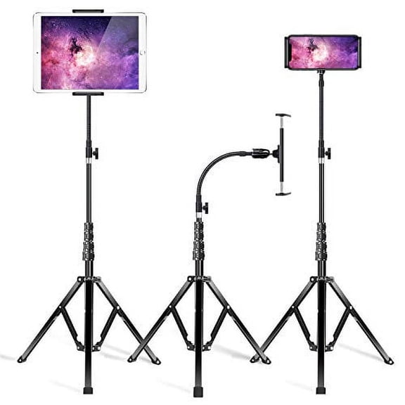 elitehood Metal iPad Tripod Stand & Adjustable 72’’ Gooseneck Tablet Floor Stand Holder Heavy Duty Aluminum iPad Floor Stand for iPad Pro 12.9 11 Mini Air iPhone and 4.7