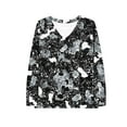 thumbnail image 4 of EchfiProm Fall Tops for Women V-Neck Relaxed Fit Long Sleeve Womens T-Shirt Gray, 4 of 4
