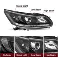 thumbnail image 3 of For 2013 2014 2015 Honda Accord Sedan W/LED DRL Black Clear Corner Headlights, 3 of 7