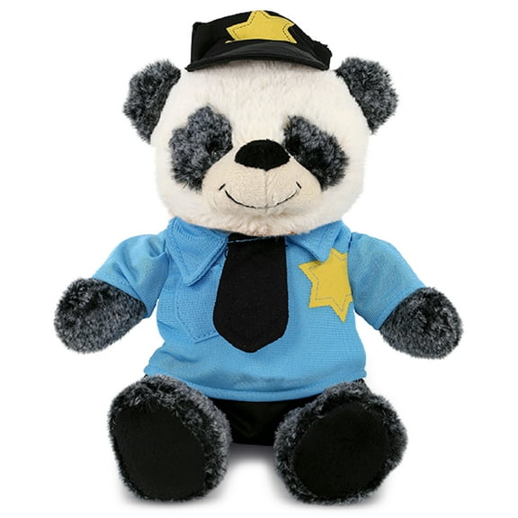DolliBu Sitting Panda Police Officer Plush Toy - Soft Panda Cop Stuffed Animal Dress Up with Cute Cop Uniform and Cap Outfit - Perfect Gift - 9 Inches