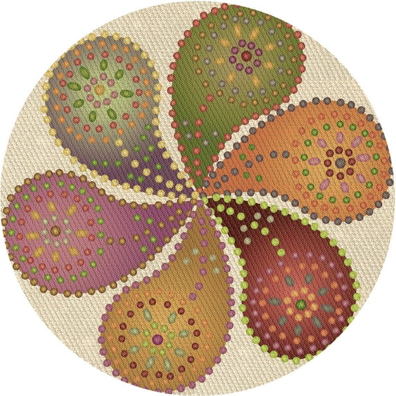 Ahgly Company Indoor Round Patterned Chestnut Red Area Rugs, 6' Round