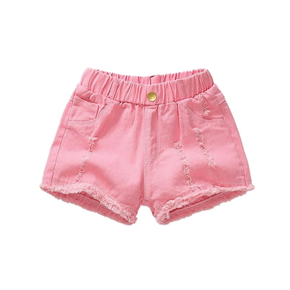 FLMEI 3-12 Little&Big Girls Summer Denim Kids Toddler Shorts Elastic Waistband Jeans Shorts Summer Shorts