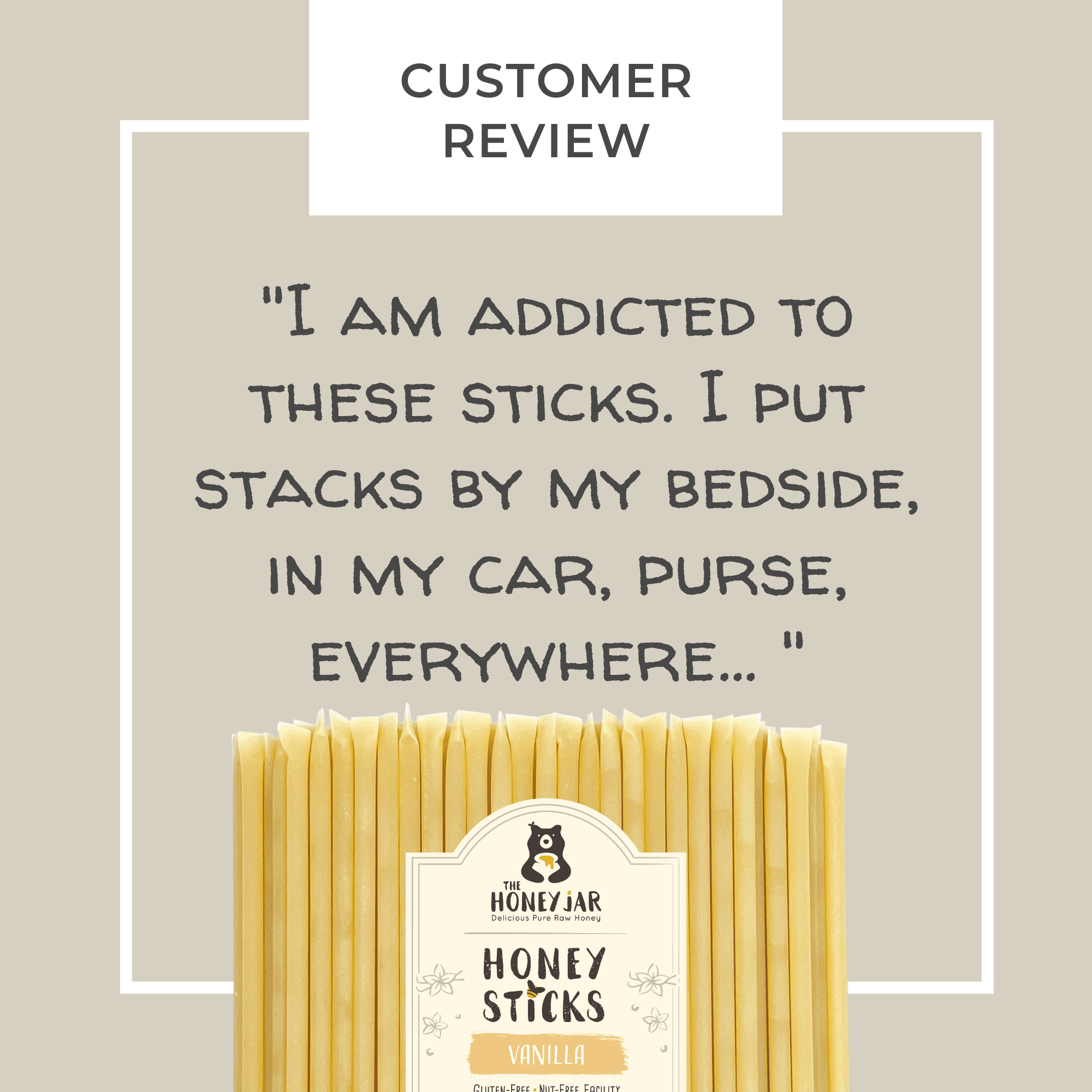 The Honey Jar - Vanilla Naturally Flavored Honey Sticks - 100 Count Package