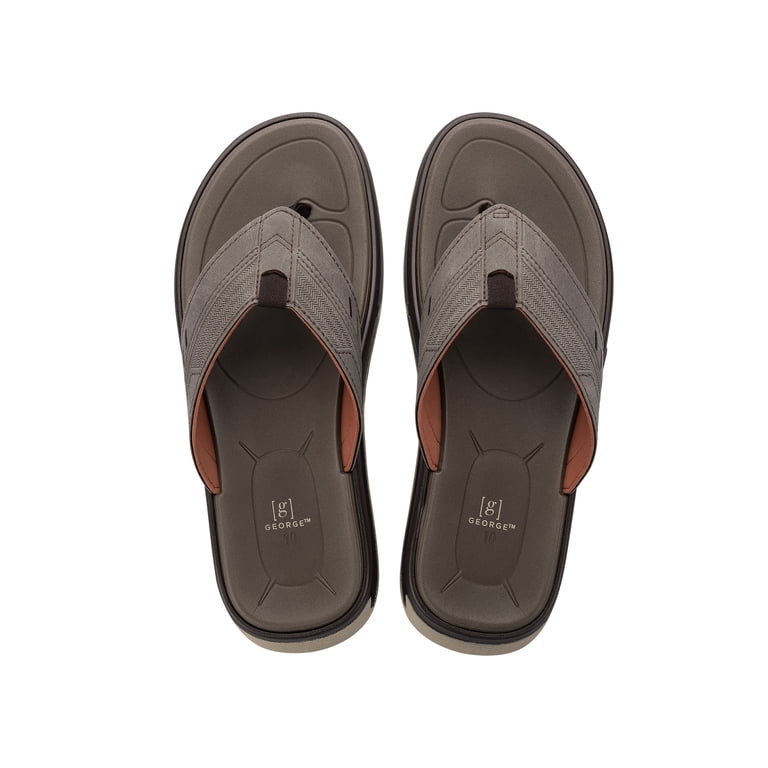 George Men's Cairo Thong Sandals, Brown, Size 11, Expanded PVC