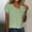 Mint Green, variant on Blmnix Purple Casual Womens Tops Trendy Short Sleeve Loose Button V Neck Solid T-Shirts Blouses 2024