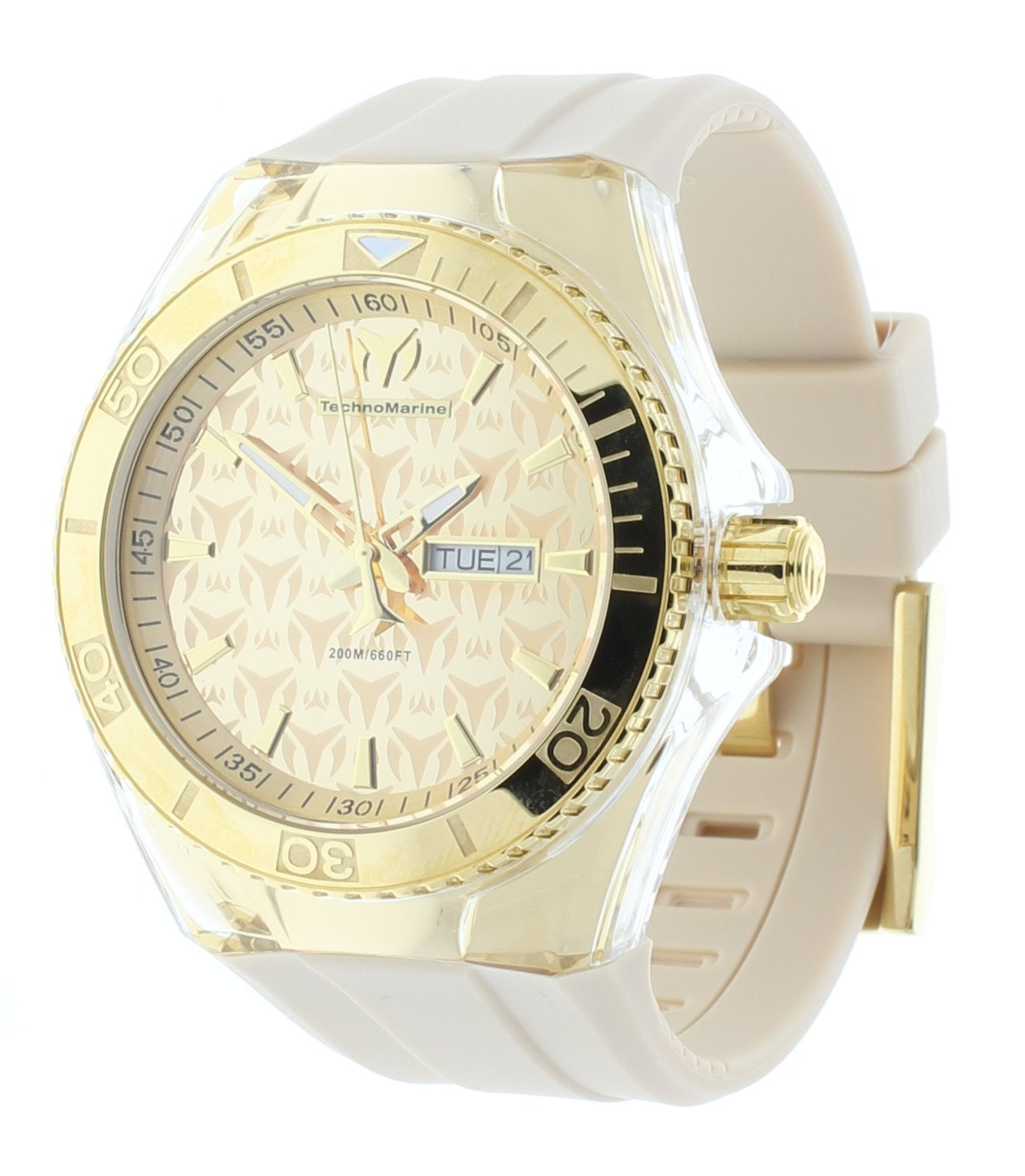TechnoMarine - Technomarine Men's Cruise Monogram 14K Yellow Gold 46mm Beige Strap Watch TM