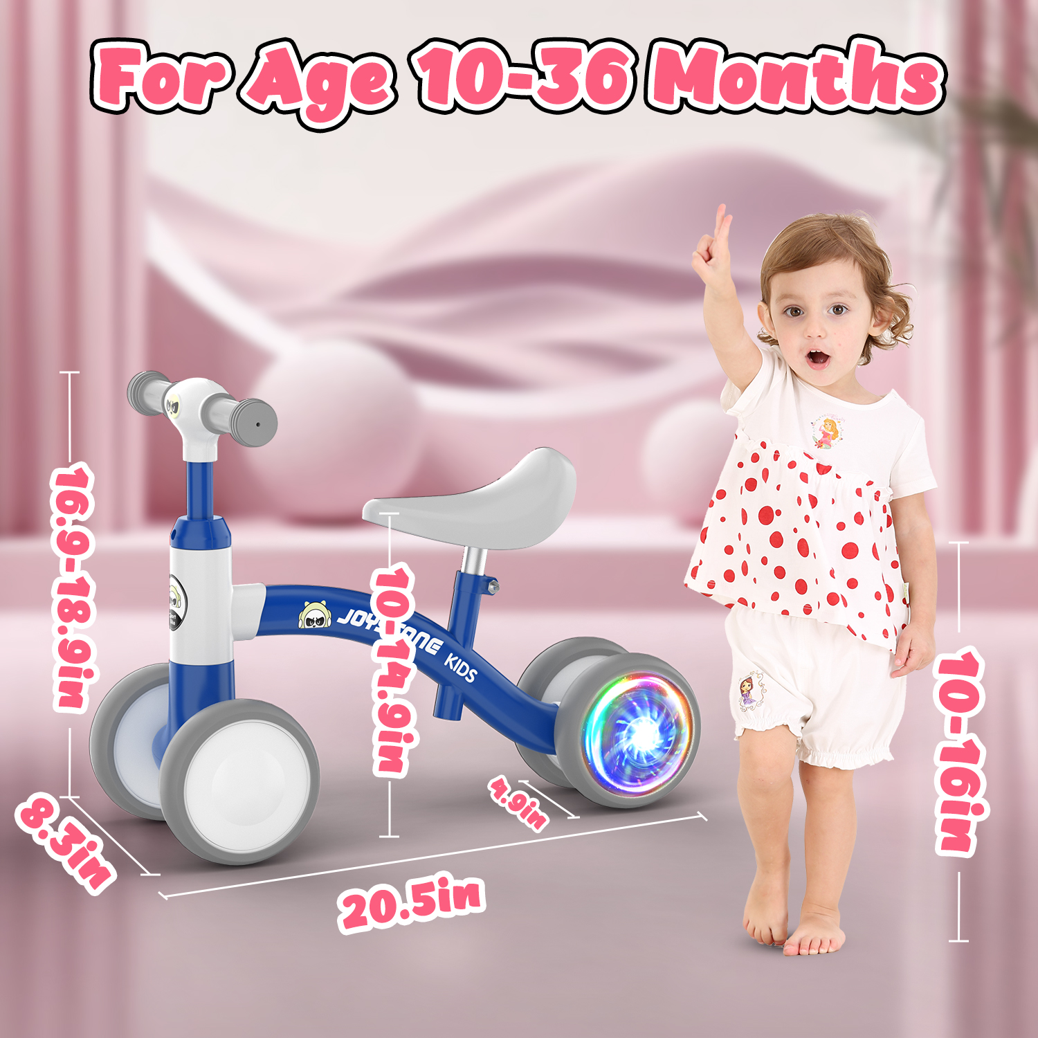 JoyStone Colorful Lighting Baby Balance Bike, Blue photo 5