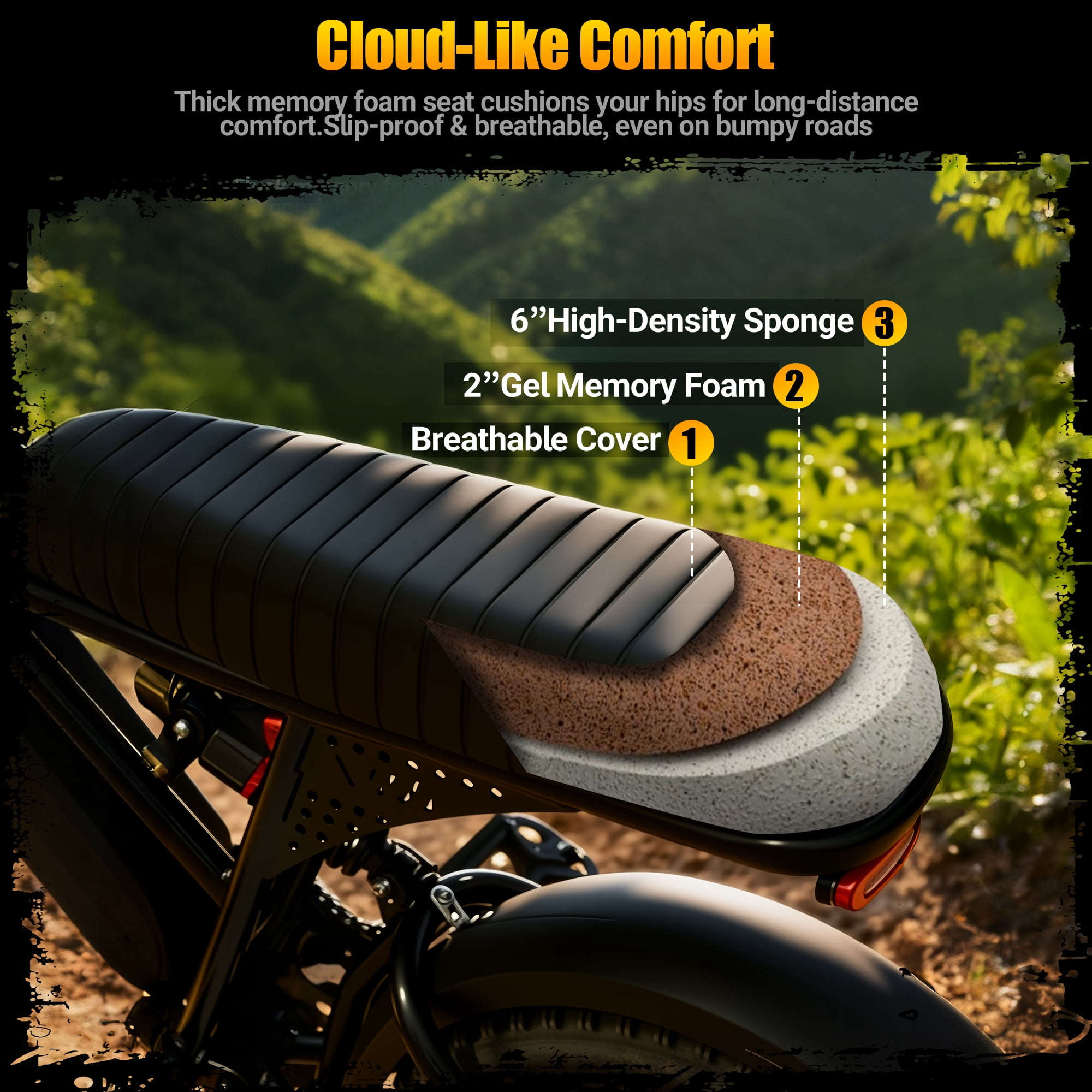 ESKUTE Electric Black Bike for Adults – 500W Motor 48V 13Ah Battery, 19MPH, 16"x4.0" Fat Tire E-Moped, 7-Speed, Up to 60 Miles, Commuter E-Bike for Adul UL2849
