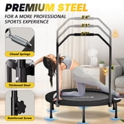SkyBound Foldable 40inch Fitness Rebounder Trampoline, Quiet Bungees Mini Trampoline with Adjustable Foam Handle, 600lbs Weight Capacity