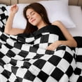 thumbnail image 6 of Teler Checkered Weighted Blanket for Adults 12 lbs, Soft Cooling Heavy Blanket for Sofa Bed, 48" x 72", Black, 6 of 8