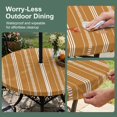 thumbnail image 5 of Round Outdoor Tablecloth with Umbrella Hole and Zipper, Boho Burnt Orange Tablecloth with Elastic Waterproof, Minimalist Farmhouse Striped Patio Table Covers for 36" - 44" Picnic Pool Tables, 5 of 9