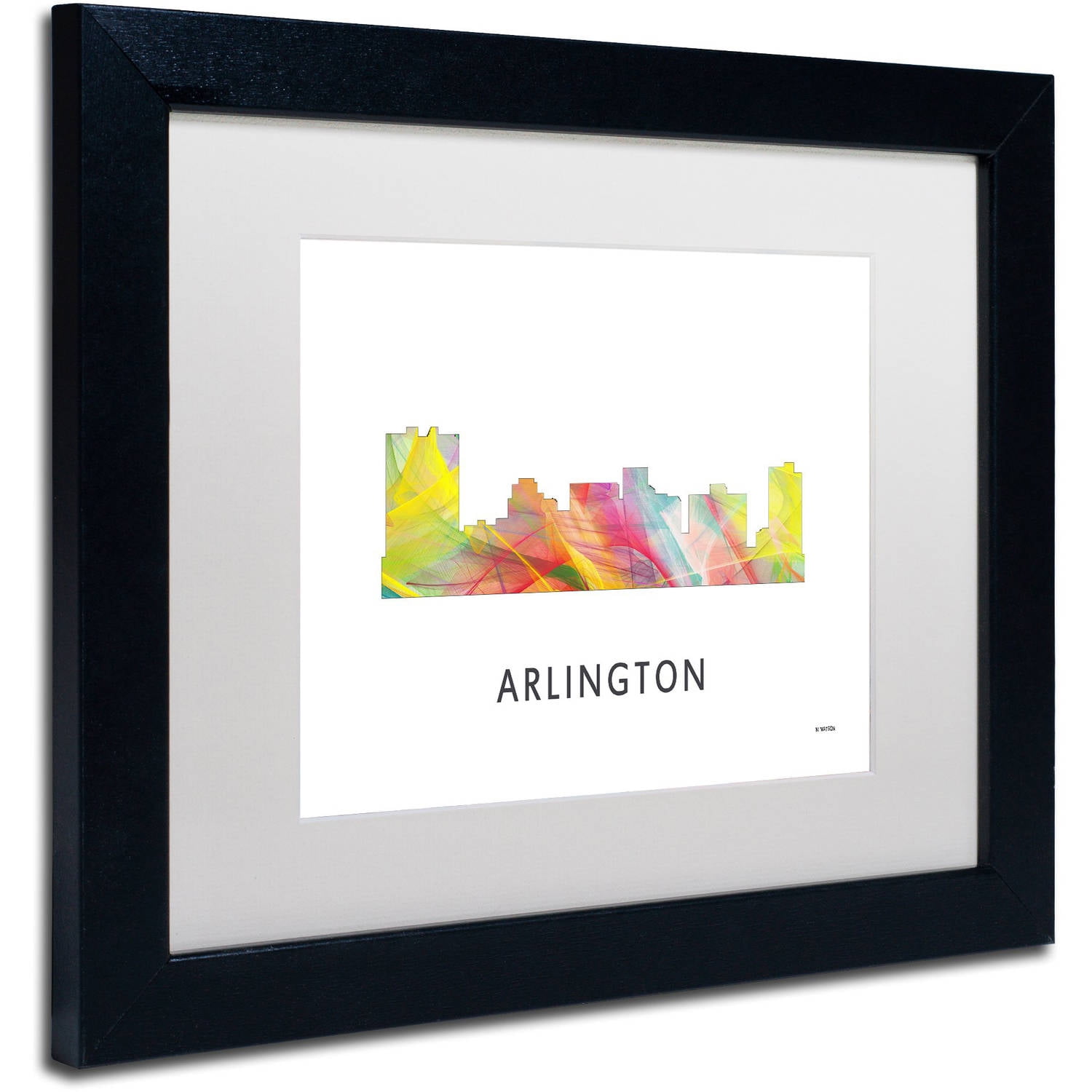 Trademark Fine Art 'Arlington Texas Skyline WB-1' Canvas Art by Marlene Watson, White Matte, Black Frame