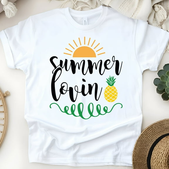 Beach Me Up T-Shirt – Pink Retro Sunglasses and Palm Tree Graphic Tee, White, Size S