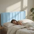 thumbnail image 3 of Virtu Upholstered Queen Headboard No Tools Required Peel and Stick Bed Headboard Only, Ice Blue, 3 of 8