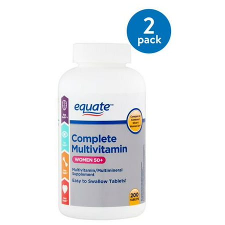 (2 Pack) Equate complete multivitamin women 50+ multivitamin/multimineral supplement, 200 (Best Over The Counter Prenatal Vitamins For Breastfeeding)