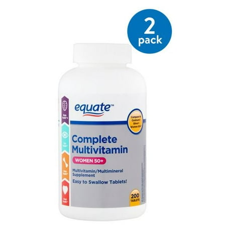 - (2 Pack) Equate complete multivitamin women 50+ multivitamin/multimineral supplement, 200 ct