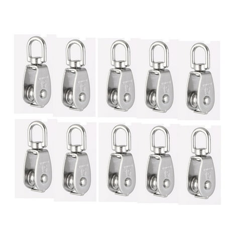 Single Hook Crane Uxcell M15 304 Stainless Steel Lifting Crane Swivel Hook Single Pulley Block 10pcs ()