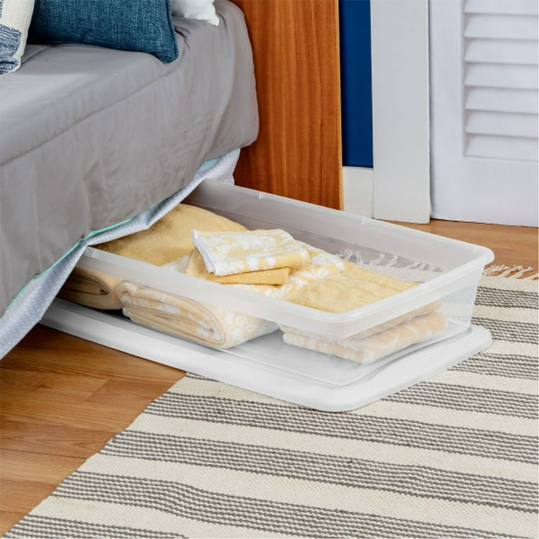 Sterilite 41 Quart Lightweight Under Bed Storage Box Container 6 Pack