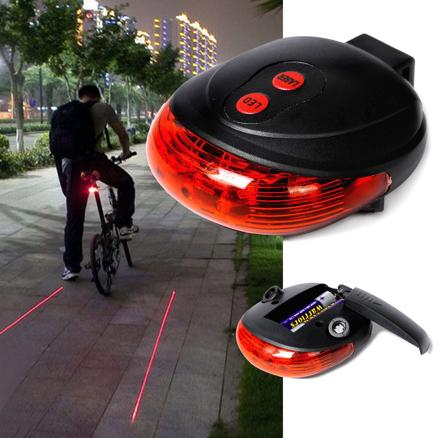 CLIP ON BICYCLE  / TRAIL RUNNING REAR / TAIL LIGHT RED 