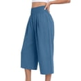 thumbnail image 6 of ATOYSOY Womens Smocked Waist Culottes Elastic High Waist Cropped Wide Leg Pants Casual Summer Capris For Beach And Vacation, 6 of 7