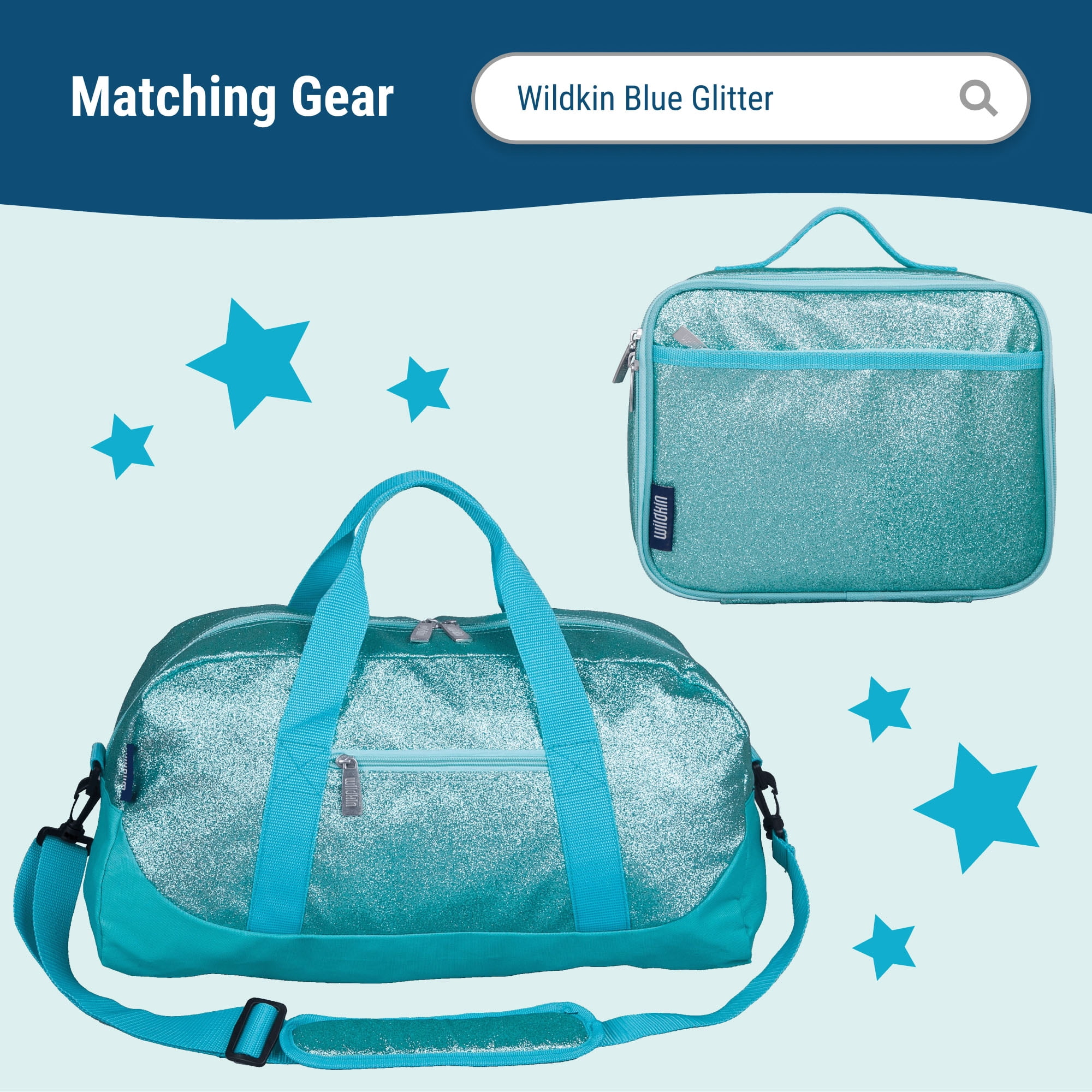 Wildkin Kids 17 Inch Backpack for Boys and Girls, Perfect for School and Travel (Blue Glitter)