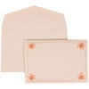 JAM Paper Wedding Invitation Set, Small, 3 3/8" x 4 3/4"- Pink Card with White Envelope Flower Accent Border, 100/pack