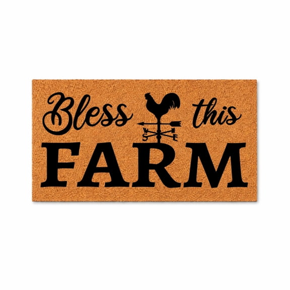 Bless This Farm Doormat, Welcome Mat, Farmhouse Country Decor, Rooster Weather Vane, Front Door Outdoor Rug, Housewarming Gift 1438 (18x30 inches) 1438