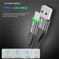 thumbnail image 4 of Cable USB tipo C USLION de 0,5 m/1 m/2 m con LED 3A, cable de carga rápida para Samsung Galaxy, Xiaomi, Huawei Note 7, cable de datos USB-C, cable de carga, 4 of 5