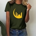 thumbnail image 2 of Penkiiy Happy Ramadan Tops Blouse for Women Women's Graphic Tees Moon Print Short Sleeve Round Neck T Shirts Tops XL Army Green, 2 of 6