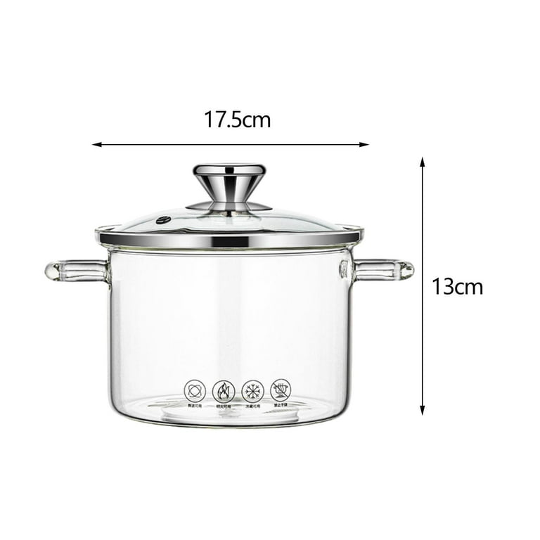 High Borosilicate Double Ear Glass Pot with Cover Microwave Oven